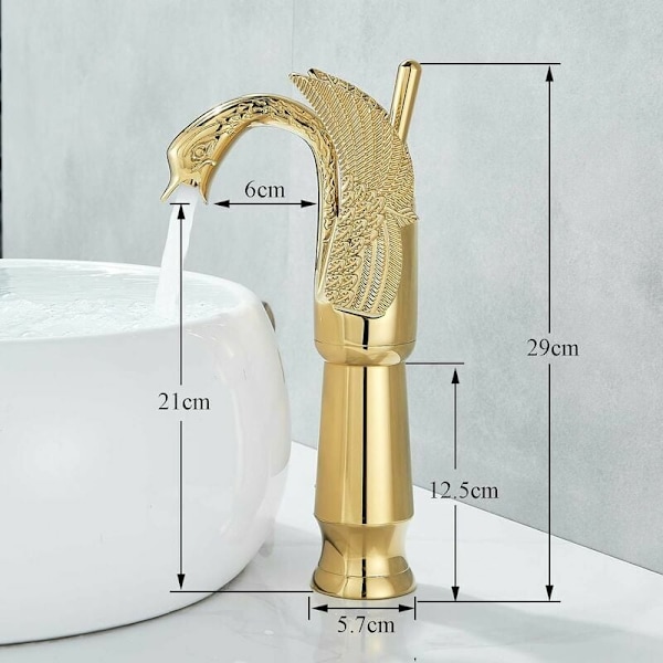 Blankpolerad Guld Badrumsblandare, Enkelgrepps Blandare för Enkelt Hål med Ultrahögt Hydrauliskt Trycktest, Enkel och Snabb Installation