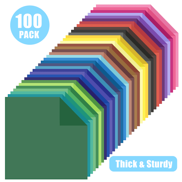 Crafting Wonders: 100 ark 8\" kvadratiskt origamipapper, dubbelsidigt, 50 livfulla färger, giftfri ren trämassa för enkla vikningskonstprojekt som