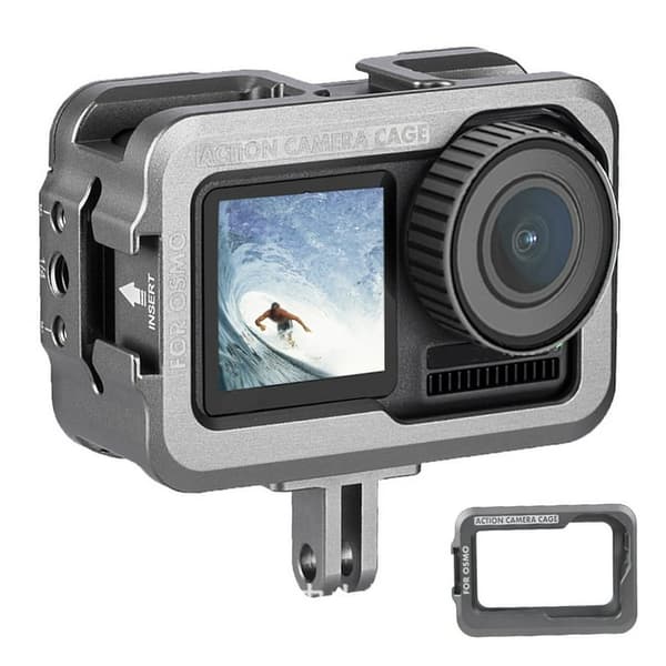 Vlog-förlängningsram för skyddsbur i aluminiumlegering för DJI Osmo Action-actionkamera