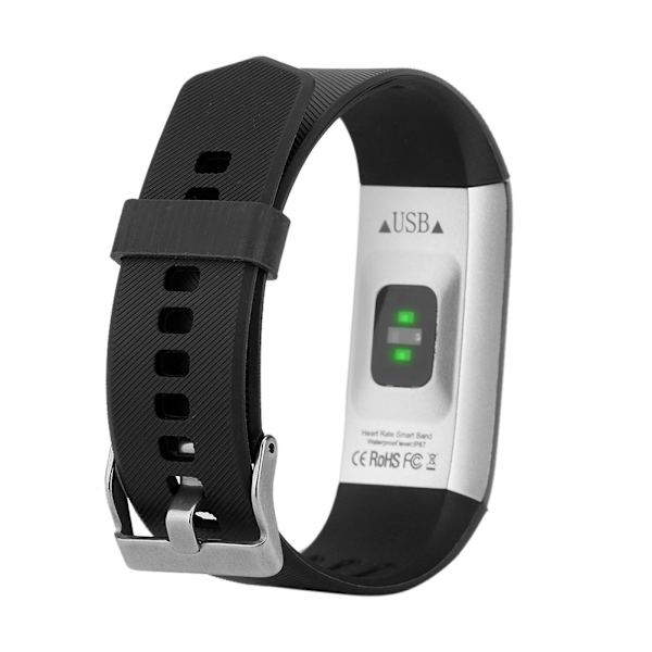 Multifunksjons Smart Vanntett Armbånd Sports Søvn Hjertefrekvens Påminnelse Klokker (Svart)