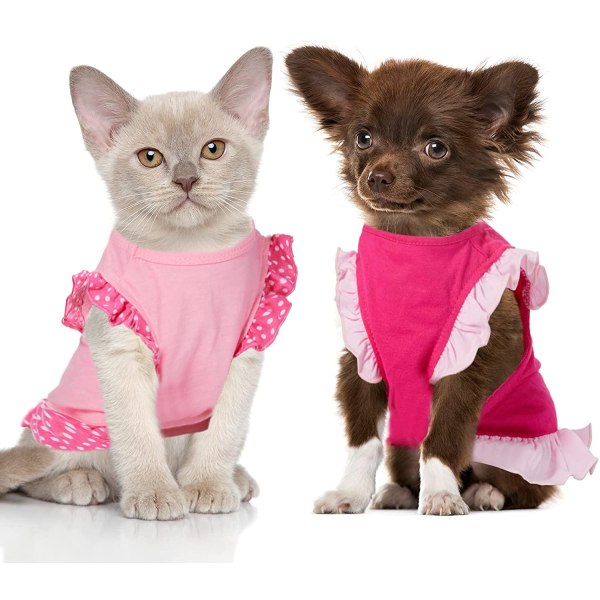 2 stykker kæledyrskjole skjorte hvalpe nederdel Sød hundekjole Pet sommer