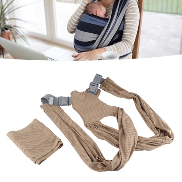 Baby Wrap Bærer til Nyfødt Fri Størrelse Justerbar M-Formet Størrelse Blød Åndbar Mesh Op til 44lbs Baby Bærer Wrap Khaki