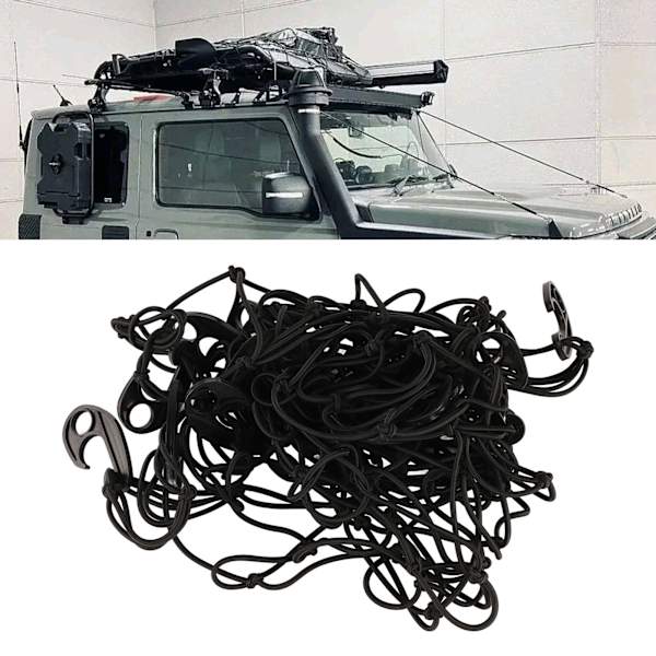 Bagagenät 47 X 35 tum Latex Mesh Bagagefäste Bungee Snöre Lastnät för Motorcykelfordon Tak