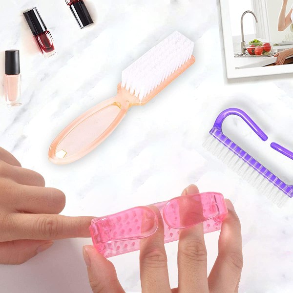Nagelborste Rengöringsborste Set, Multifunktionell Rengöring Med Flexibel Plastborst, 5-pack I Flerfärg, Enkel Detaljrengöring Och Mjuk