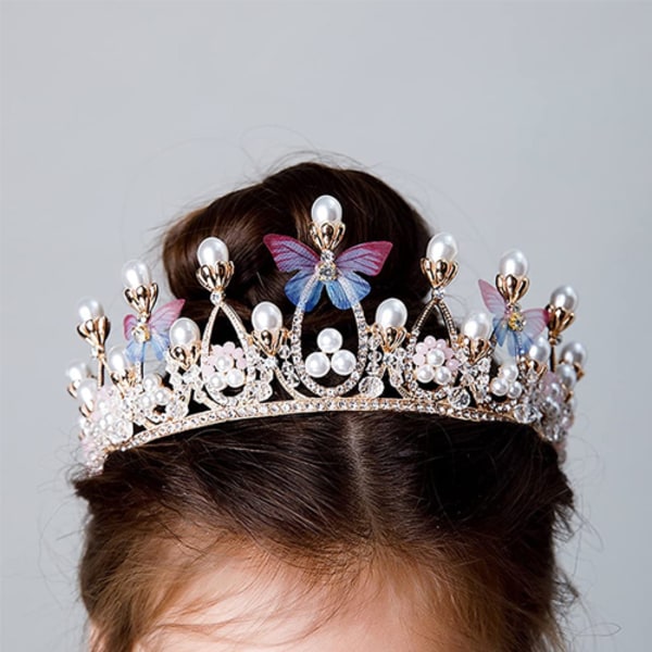 Prinsesse tiaraer for jenter, bursdagskrone for jenter Butterfly Pri