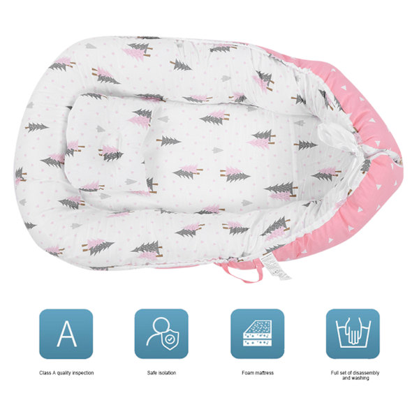 Baby Lounger Bärbar Vikbar Baby Nest Säng Sovande Mjuk Nyfödd Säng Vagga Madrass (#1 50*85)