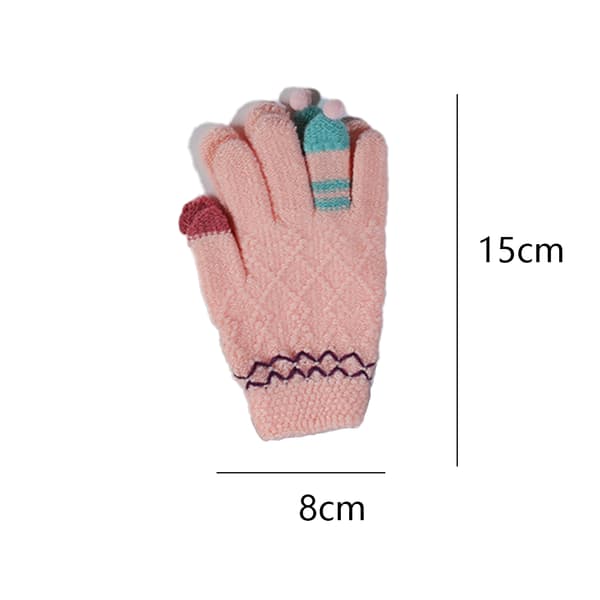 Termohandsker til børn til vinter, strækbare for perfekt pasform, elastisk manchet, akryl og elastan strikvanter med sødt kabelmønster, Touch