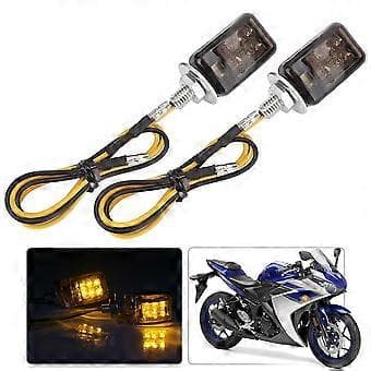 2 stk. Universal Motorcykel Mini Gul LED Blinklys Auto Tilbehør (Sort Røgfarvet)