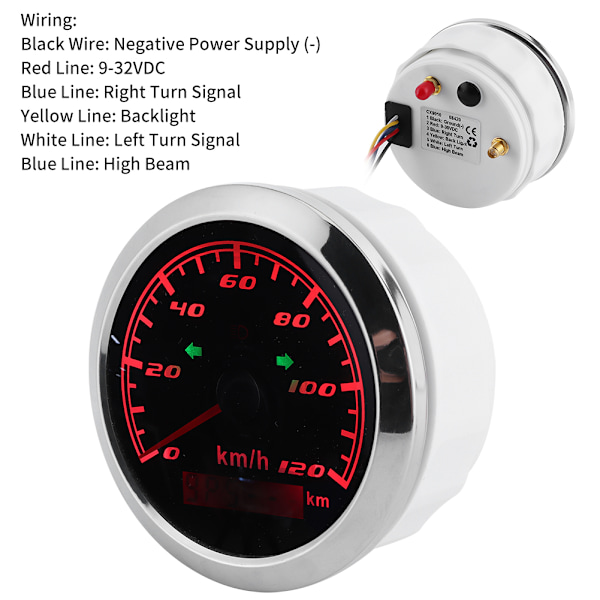 932V 3,3 tuuman GPS-nopeusmittari 120 km/h IP67 vedenkestävä sumunvastainen mittari autoon ja moottoripyörään