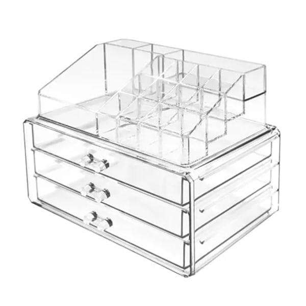 Klar Kosmetik Opbevaringsorganisator 3 Skuffer Stor Kapacitet Stabelbar Akryl Makeup Organiser til Badeværelse