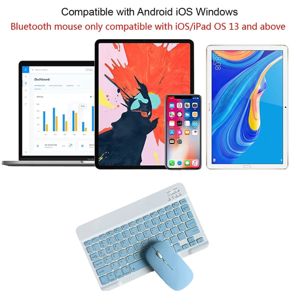 Oppladbar Bluetooth-tastatur og mus-kombinasjon for Android/iOS