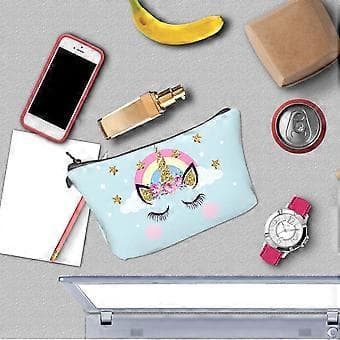 3 Stykker Opbevaringspose Makeup Tasker Rejse Makeup Pose Mini Kosmetiktasker, Enhjørningemønster
