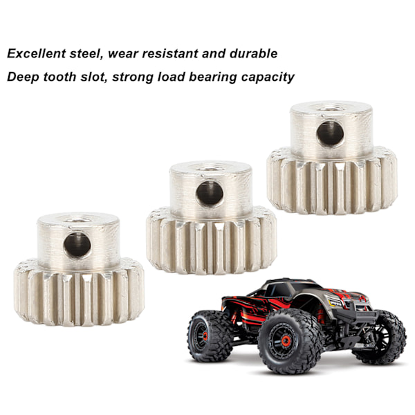 3 st Metallmotorväxlar med ställskruvar M0.6 Modul 3.175mm Håldiameter Pinjongväxel för 1/10 RC Bil Lastbil 20T