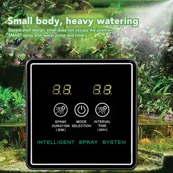 Reptil Fogger Smart Spray System Automatisk Timer Luftfuktare 360 Graders Justerbara Dimmunstycken Mister för Terrarium