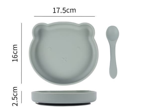 Ros, Sugkoppstallrik för barn, 100% silikon, mjukt material