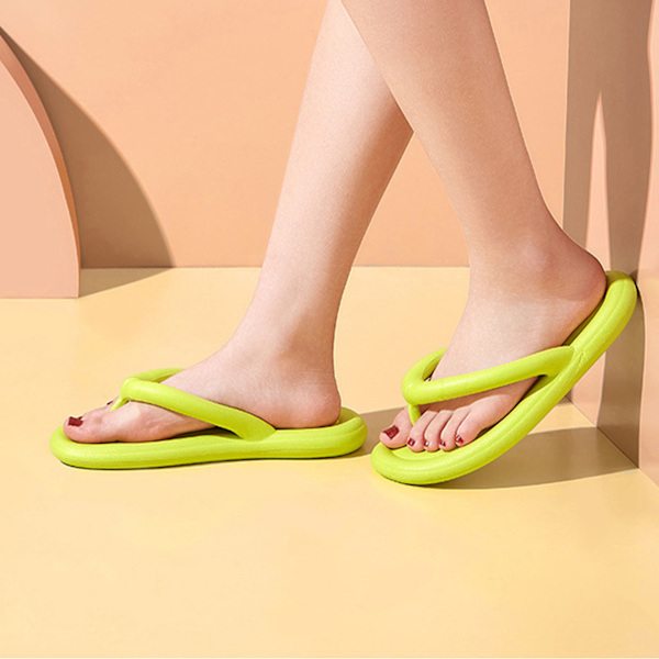 Flip Flops til Kvinder - Flade Sandaler i Sød Farve - Udendørs Klips-Flip Flops til Sommer - Lysegrøn 36/37