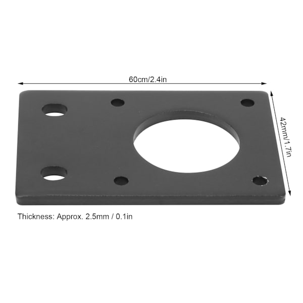42 Stepper Motor Mount Flat Bracket Aluminium Alloy Monterings Plate for 3D Printer Svart