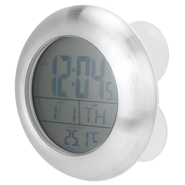 Duschväggklocka med nedräkningstimer, digital kökstimer, lämplig för badrumsspegel, kök och spa-område (LCD-touchskärm)