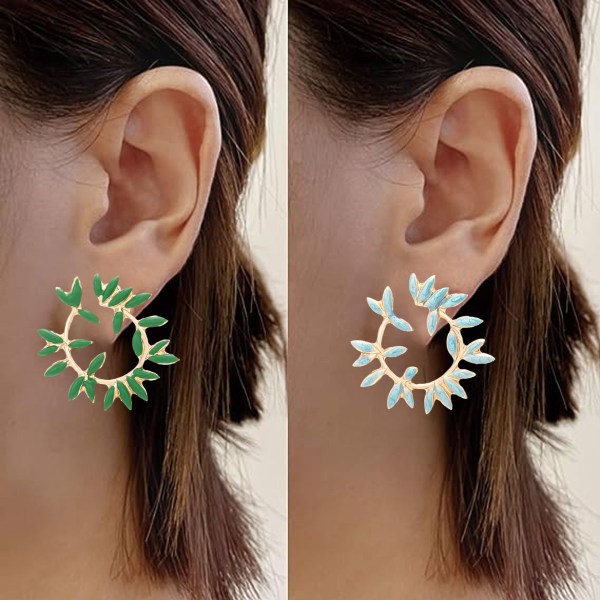 2 par Trendy Leaf Ear stud formell øredobber for kvinner bryllup