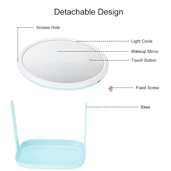 Roterbar LED Sminke Lys Speil Bordplate Berøringsskjerm Kosmetikk Oppbevaringsspeil (Blå)