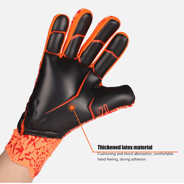 2 st Fotbollshandskar Nylon Polyuretanfiber Latex Andningsbara Starkt Grepp Målvaktshandskar för Träning Tävling Orange 8