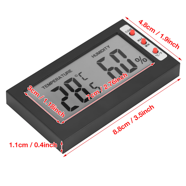 Kannettava digitaalinen LCD-lämpömittari ja kosteusmittari 0~50℃ 10%RH~99%RH