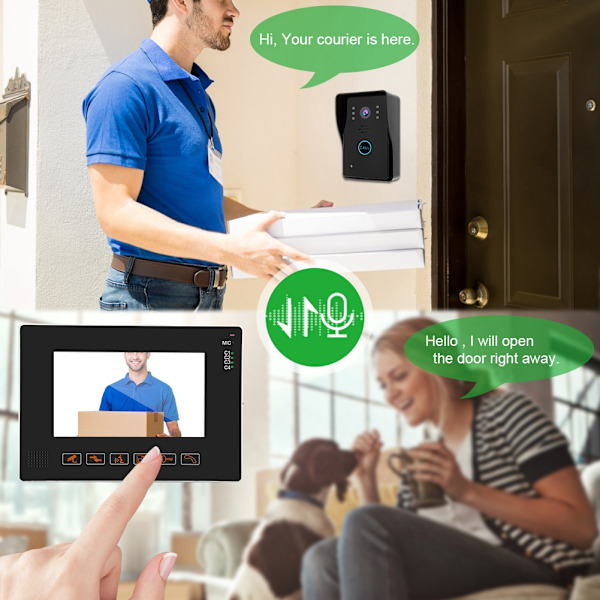 9 tum Trådbunden Video Intercom Dörrtelefon Dörrklocka Access System Dörrkamera 110-240V(EU)