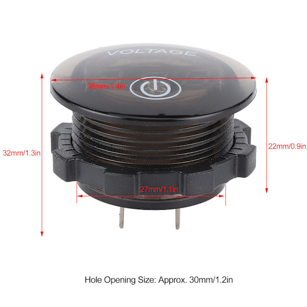 Universal LED DC Digital Voltmeter Spänningsmätare Bilbatteri Mätare 12‑24V Med Tryckknapp Grön