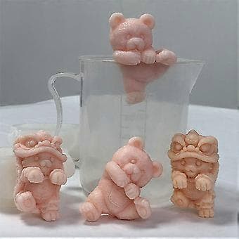 Isterningeform Silikone Sød Dyre-isterningeform 3D Kat Bjørn Isterningeform Kaffe Mælk Isterning Genanvendelig DIY Drik