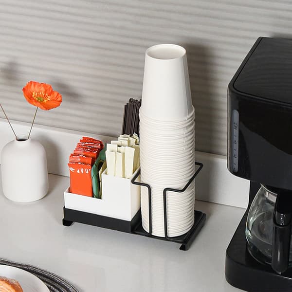 Multifunktionel organizer til kaffestation, te pose holder med vertikalt stabelbart design, rustbestandig og holdbar bordplade opbevaringsløsning til