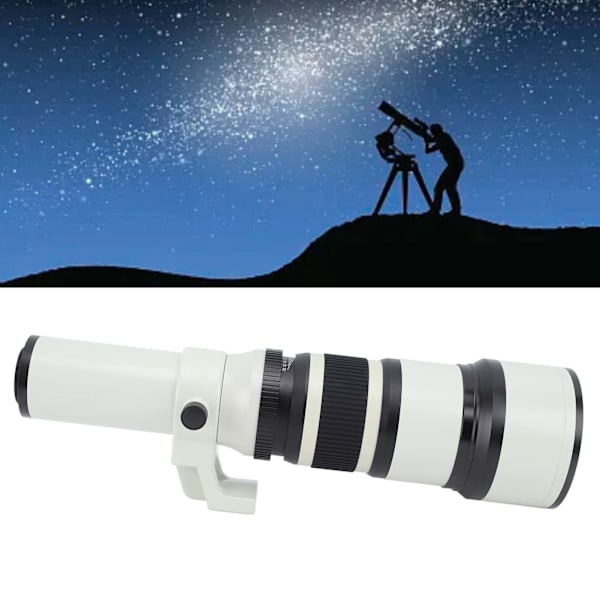 Fast Fokus Teleobjektiv 500mm med T2 NEX Adapterring F6.3 Teleobjektiv för Astronomiska Teleskop Långdistansfotografering Vit