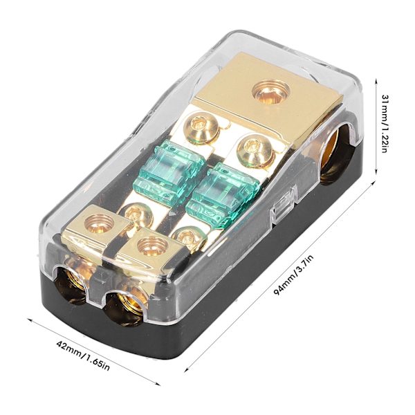 1 In 2 Ut 0/4 AWG till 4/8 AWG Ljudström Säkringshållare Box med Transparent Lock för Bil Lastbil Båt Husbil