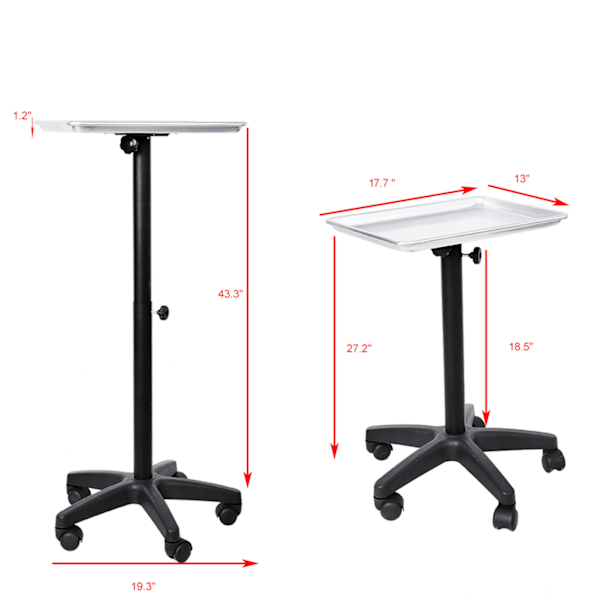 Alumiininen Kampaamon Instrumenttilaatikko Säädettävällä Korkeudella Trolley Kauneusvälineet ilman Kupia Hopea