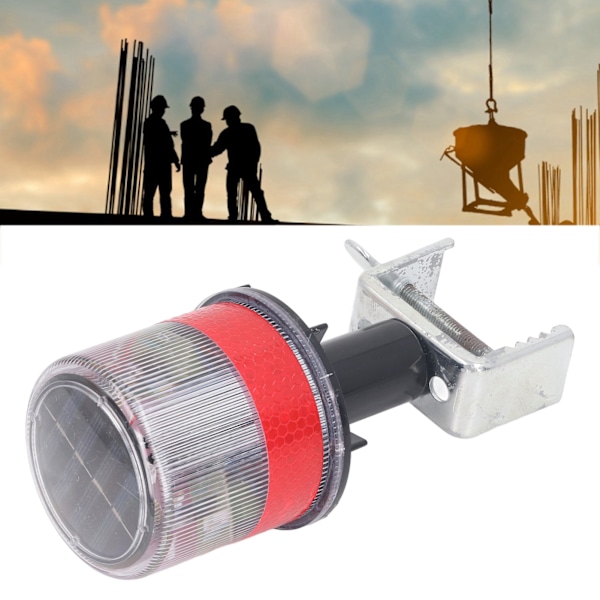 Solcellsdriven LED Stroboskop Robust Reflekterande Vattentät Varningsljus Konlampa med Järnfäste