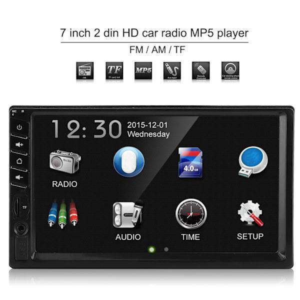 2Din Bil MP5 Afspiller 7in Touchscreen Høj Definition FM Radio Stereo Lyd Bluetooth Håndfri
