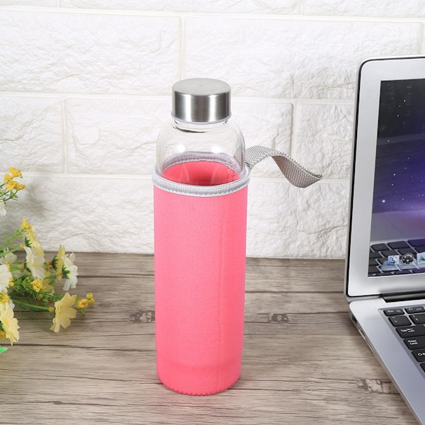 550ML Vattenglasflaska Sportresemugg med Tefilterinfuser och Lock Rosa