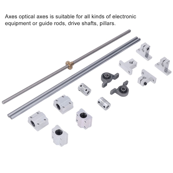 T8 Leddspindelkoblingssett 450mm Horisontale Optiske Akser 8mm Dobbelt Skinneskaft Lineær Bevegelsessett