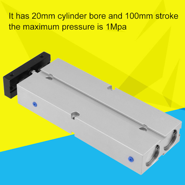 1 stk. 20mm Bore 100mm Slag Dobbeltstang Dobbeltvirkende Aluminium Luftcylinder