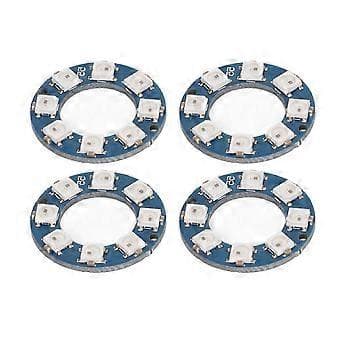 4 stk. LED Ringlampe RGB Fullfarge 8 stk. LED WS2812 5050 Chip for dekorasjon