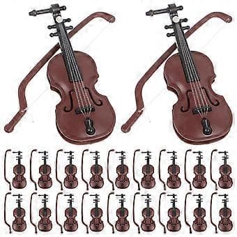 20 set med julmini violinmodeller skrivbordsinstrumentprydnader (kaffe)