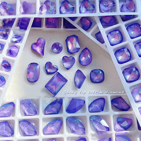 Blandingsstørrelser 15 stk Krystallilla Nail Art Rhinestones DIY
