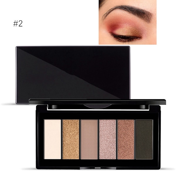 6 Farver Vandfast Langvarig Mat Glitter Øjenskyggepulver Palette (2#)