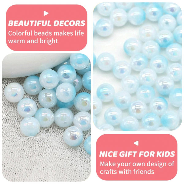 Gradient Imitation Pearl Beads Gemstone runde perler for smykker