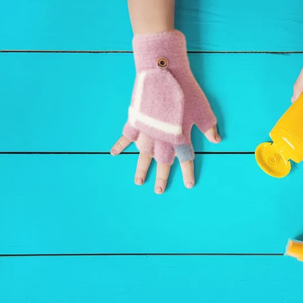 Termisk isolering fingerløse teksting uldhandsker til kvinder og mænd vinter varm strikket konvertibel Fäustlinge klap
