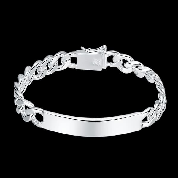 Armbånd til mænd i rustfrit stål med sølvstålplade