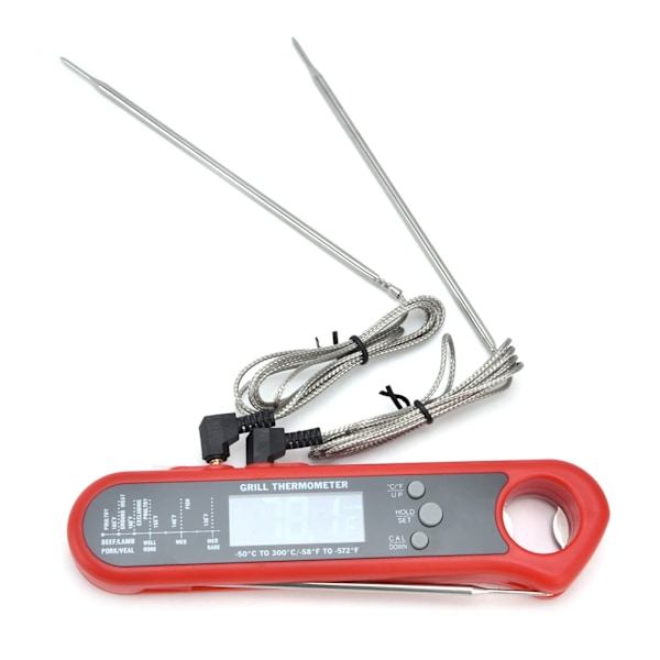 Vikbar Mattermometer Multi Probe Alarm Digital Temperaturmätare för Grill Ugn