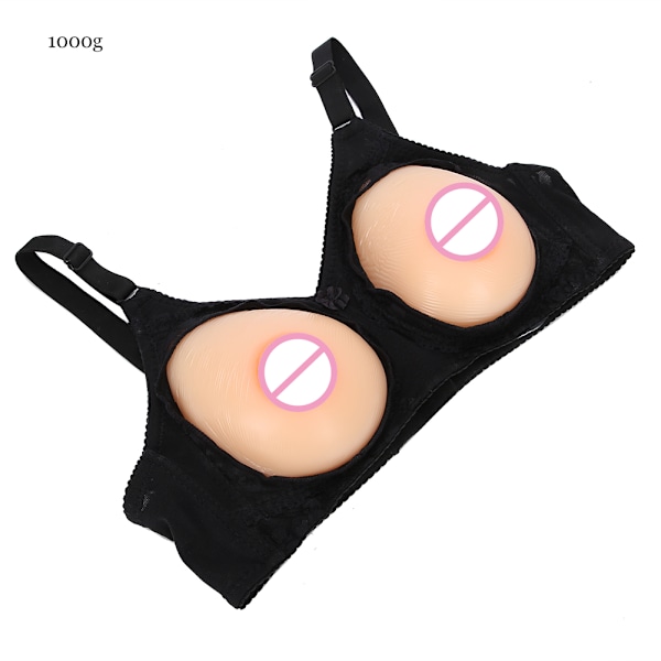 Silikonbröstform Svart Axelrem Artificiella Falska Bröst för Crossdresser 1000g