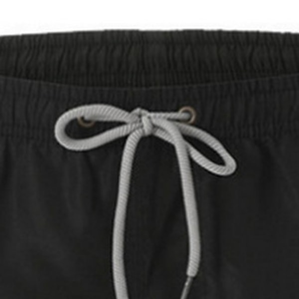 Män Mjuka Elastiska Midja Strandbyxor Trendiga Fest Byxor med Snörning Casual Board Shorts för Semester Svart 4XL