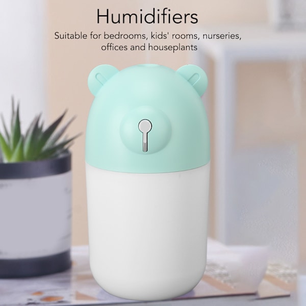 Luftfugtere 280ml Stor Kapacitet Lyseblå Lydløs Automatisk Sluk 7 Farver Blødt Natlys USB Luftfugter til Bil Stue Kontor