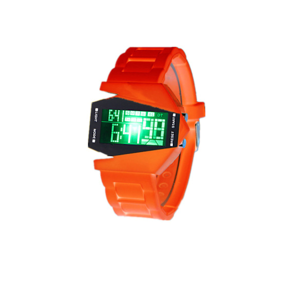 Digitalt Flygplansur Multifunktionell Unisex Färgrik LED Flygplansur för Kvinnor och Män Orange